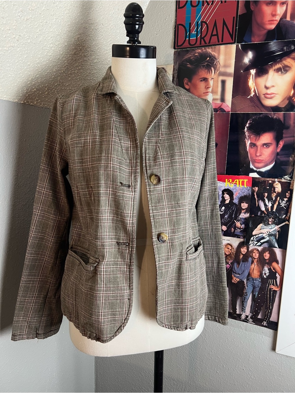 Ruff Hewn Plaid Shirt Jacket in Taupe and Beige